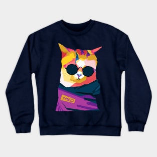 cat with glasses Crewneck Sweatshirt